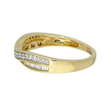 9ct Yellow Gold 0.25ct Baguette & Round Diamond 2 Row Wishbone Eternity Ring