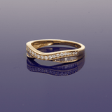 9ct Yellow Gold 2 Row Diamond Shaped Eternity Ring