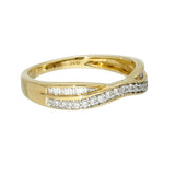 9ct Yellow Gold 0.25ct Baguette & Round Diamond 2 Row Wishbone Eternity Ring