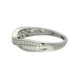 9ct White Gold 0.25ct Baguette & Round Diamond 2 Row Wishbone Ring