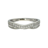 9ct White Gold 0.25ct Baguette & Round Diamond 2 Row Wishbone Ring