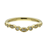 18ct Yellow Gold Diamond Milgrain Edge Curved Half Eternity Ring