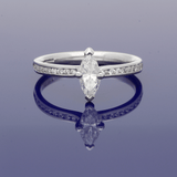 Platinum Certificated 0.54ct Marquise Solitaire RingÂ with Diamond Shoulders