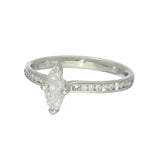 Platinum Certificated 0.54ct Marquise Solitaire Ring with Diamond Shoulders