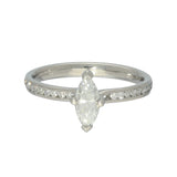 Platinum Certificated 0.54ct Marquise Solitaire Ring with Diamond Shoulders