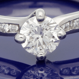 Platinum Certificate 0.39ct Diamond Shoulders Solitaire Engagement Ring