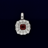 18ct White Gold Ruby and 2 Row Diamond Halo Pendant