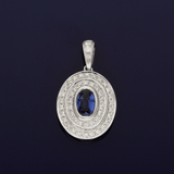 18ct White Gold Sapphire and Diamond Oval Pendant