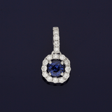 18ct White Gold Sapphire and Diamond Halo Pendant