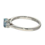 9ct White Gold Oval Aquamarine & Diamond Trilogy Ring