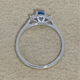 9ct White Gold Oval Aquamarine & Diamond Trilogy Ring