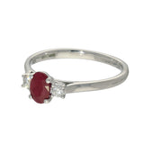 9ct White Gold Oval Ruby & Diamond Trilogy Ring