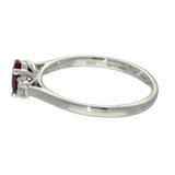 9ct White Gold Oval Ruby & Diamond Trilogy Ring