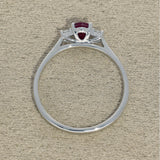 9ct White Gold Oval Ruby & Diamond Trilogy Ring
