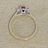 9ct Yellow Gold Oval Ruby & Diamond 3 Stone Ring