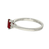 9ct White Gold Emerald Cut Ruby and Diamond 3 Stone Ring
