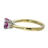 18ct Yellow Gold Oval 0.84ct Pink Sapphire and 0.20ct Diamond Trilogy Ring