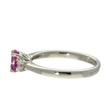 Platinum Oval 0.75ct Pink Sapphire and Diamond Trilogy Ring