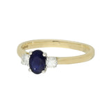 9ct Yellow Gold 0.55ct Oval Sapphire and Diamond 3 Stone Ring