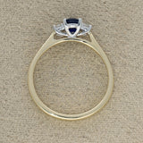 9ct Yellow Gold 0.55ct Oval Sapphire and Diamond 3 Stone Ring