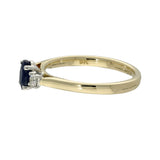 9ct Yellow Gold Oval Sapphire and Diamond 3 Stone Ring