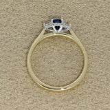 9ct Yellow Gold Oval Sapphire and Diamond 3 Stone Ring