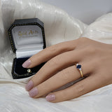 9ct Yellow Gold Oval Sapphire and Diamond Trilogy Ring