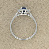 9ct White Gold 0.61ct Oval Sapphire and Diamond 3 Stone Ring