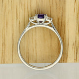 9ct White Gold Cushion Cut Tanzanite & Diamond Trilogy Ring