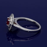 18ct White Gold Ruby & Diamond Double Halo Ring