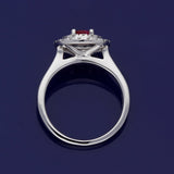 18ct White Gold Ruby & Diamond Double Halo Ring