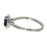9ct White Gold Oval Sapphire and Diamond Halo Ring