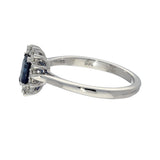 9ct White Gold Sapphire and Diamond Rectangular Halo Ring