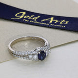 18ct White Gold Blue Sapphire and Diamond Twist Cluster Ring