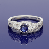 18ct White Gold Sapphire and Diamond Twist Cluster Ring
