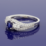 18ct White Gold Sapphire and Diamond Twist Cluster Ring