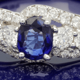 18ct White Gold Sapphire and Diamond Twist Cluster Ring