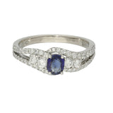 18ct White Gold Blue Sapphire and Diamond Twist Cluster Ring