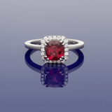 18ct White Gold Tourmaline Rubellite & Diamond Halo Ring