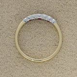 9ct Yellow & White Gold Ruby and Diamond Scallop Edge 7-Stone Ring