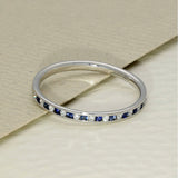 9ct White Gold Sapphire & Diamond Slim 1.8mm Half Eternity Ring