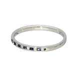 9ct White Gold Sapphire & Diamond Slim 1.8mm Half Eternity Ring