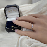 9ct White Gold Sapphire & Diamond Slim 1.8mm Half Eternity Ring