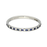 9ct White Gold Sapphire & Diamond Slim 1.8mm Half Eternity Ring