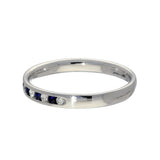 9ct White Gold Sapphire & Diamond Slim 2.5mm Half Eternity Ring