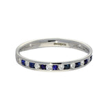 9ct White Gold Sapphire & Diamond Slim 2.5mm Half Eternity Ring