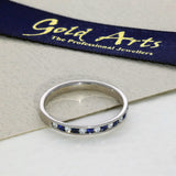 9ct White Gold Sapphire & Diamond Slim 2.5mm Half Eternity Ring
