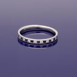 9ct White Gold Sapphire & Diamond Slim 2.5mm Half Eternity Ring
