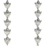 18ct White Gold 5.00ct Heart Cut Diamond Long Drop Earrings