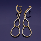 18ct Yellow Gold 1.52ct Diamond Pear Drop Hoop Earrings